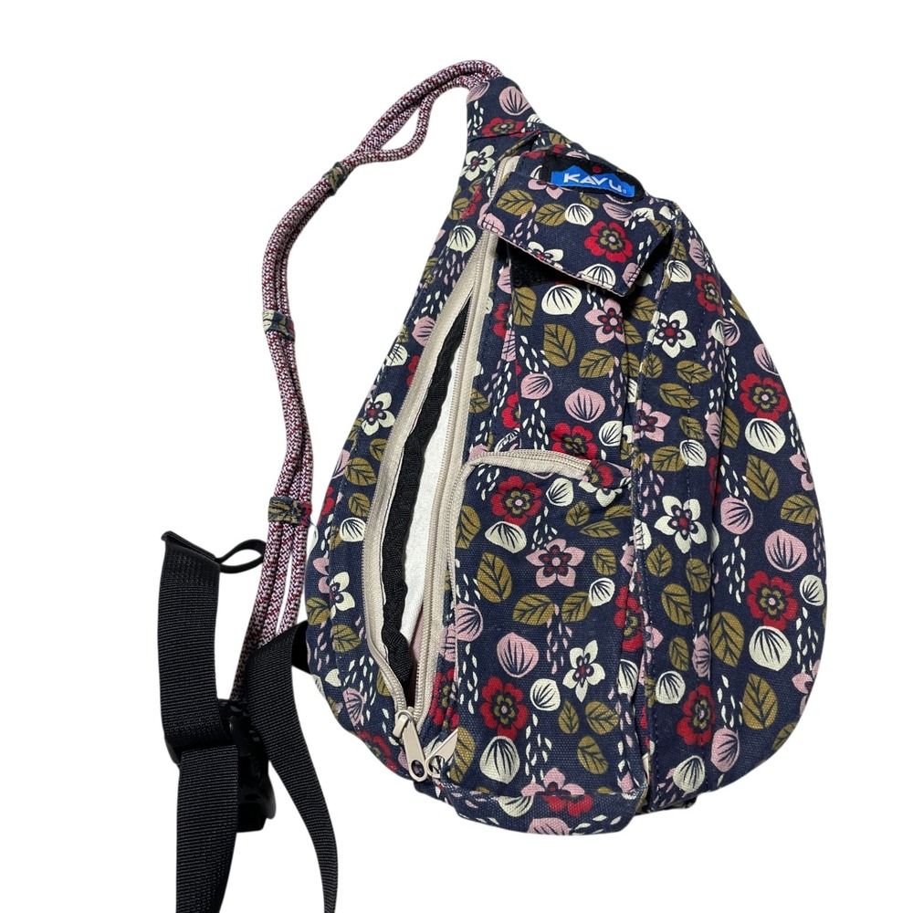 Kavu Original Rope Bag Crossbody Sling Pack Adjustable Floral Print